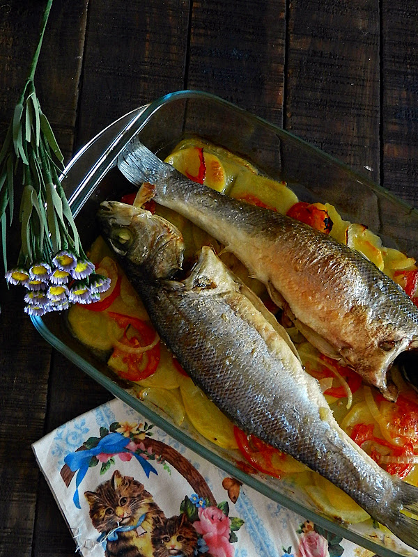 Lubina al horno con patatas
