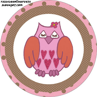 Toppers or Labels Owls with Boots Free Printable.