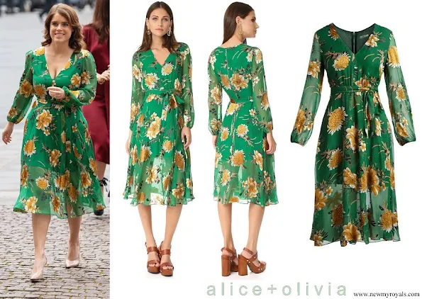 Princess Eugenie wore a Alice & Olivia Coco Floral V-Neck Dress