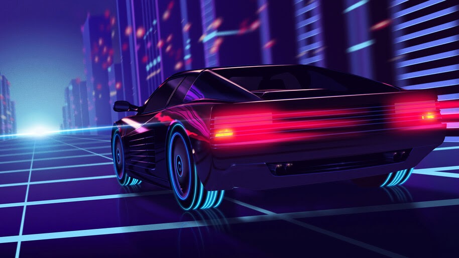 Ferrari, Car, Synthwave, 4K, #6.2174