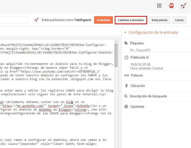 Cómo personalizar la URL de mi post en Blogger