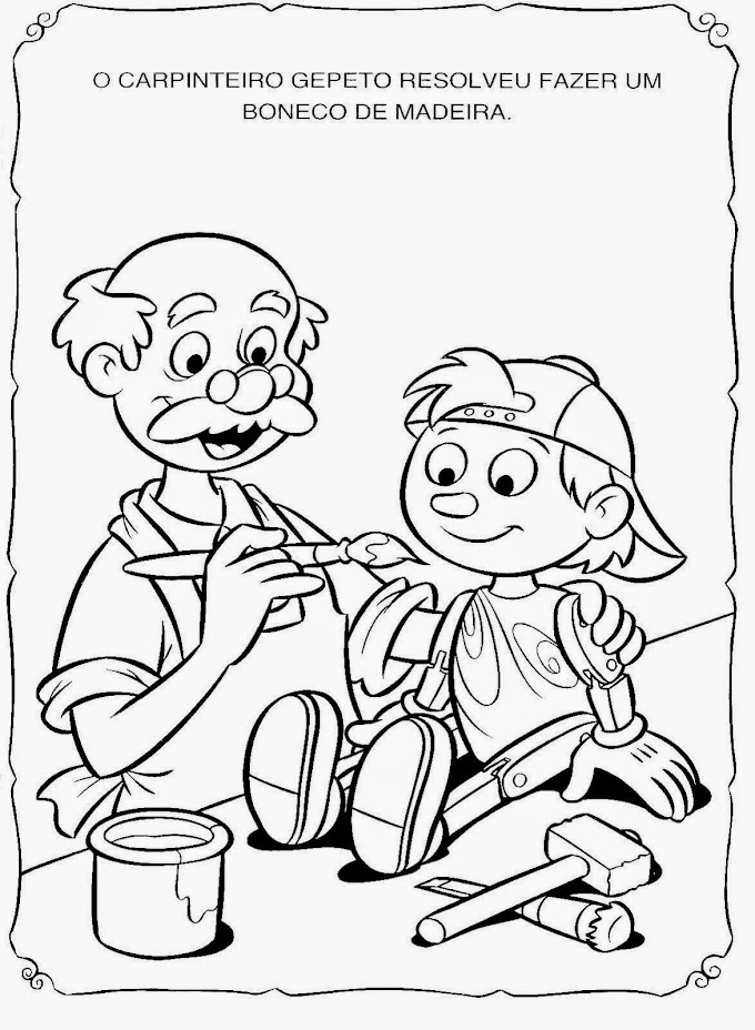 Historinha de Pinóquio para pintar, colorir, imprimir! História de pinóquio desenhos para colorir ou imprimir!