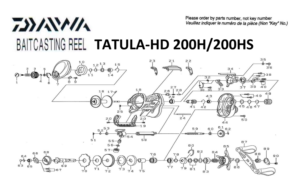 daiwa tatula 200HD schematics | most complete fishing reels schematics