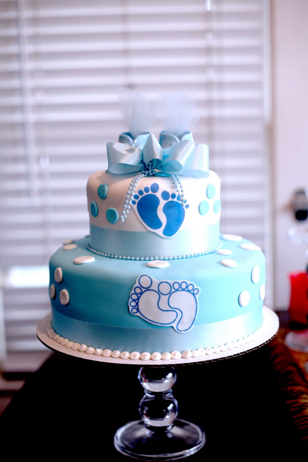 Hector's Custom Cakes Boy Baby Shower Cake 2 Tiered/ Stacked/ Layered/