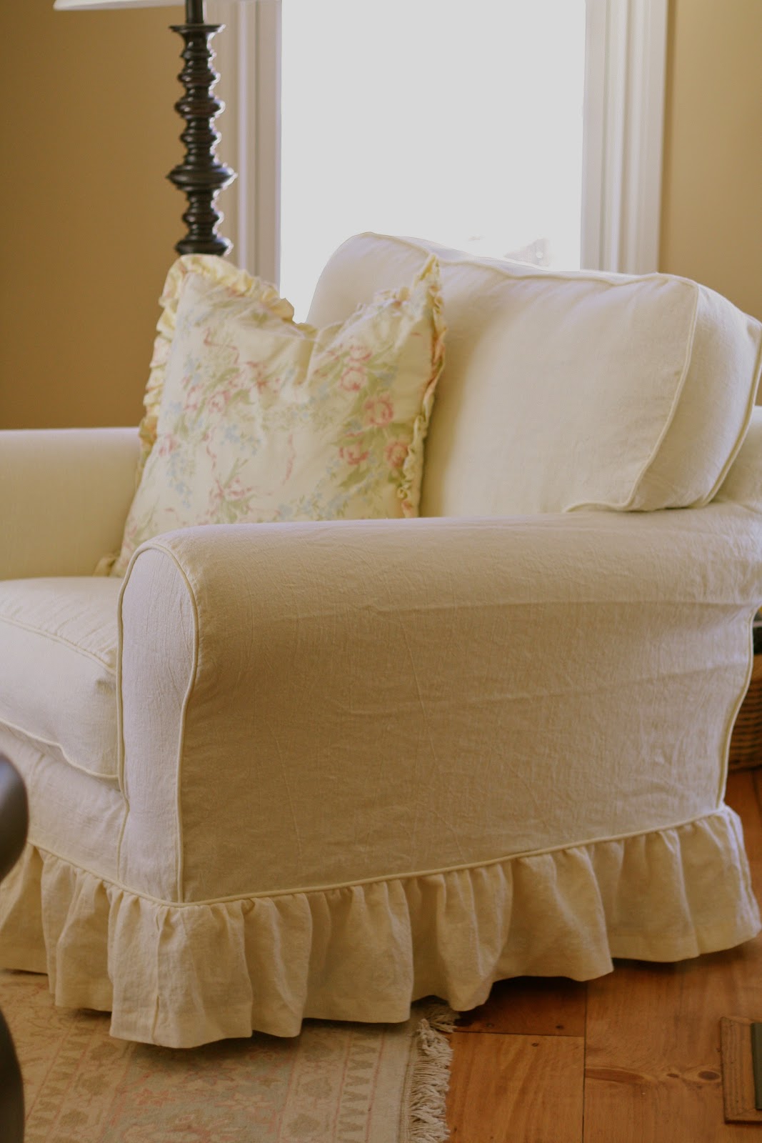 Custom Slipcovers by Shelley Cream Linen Loveseat and Chair