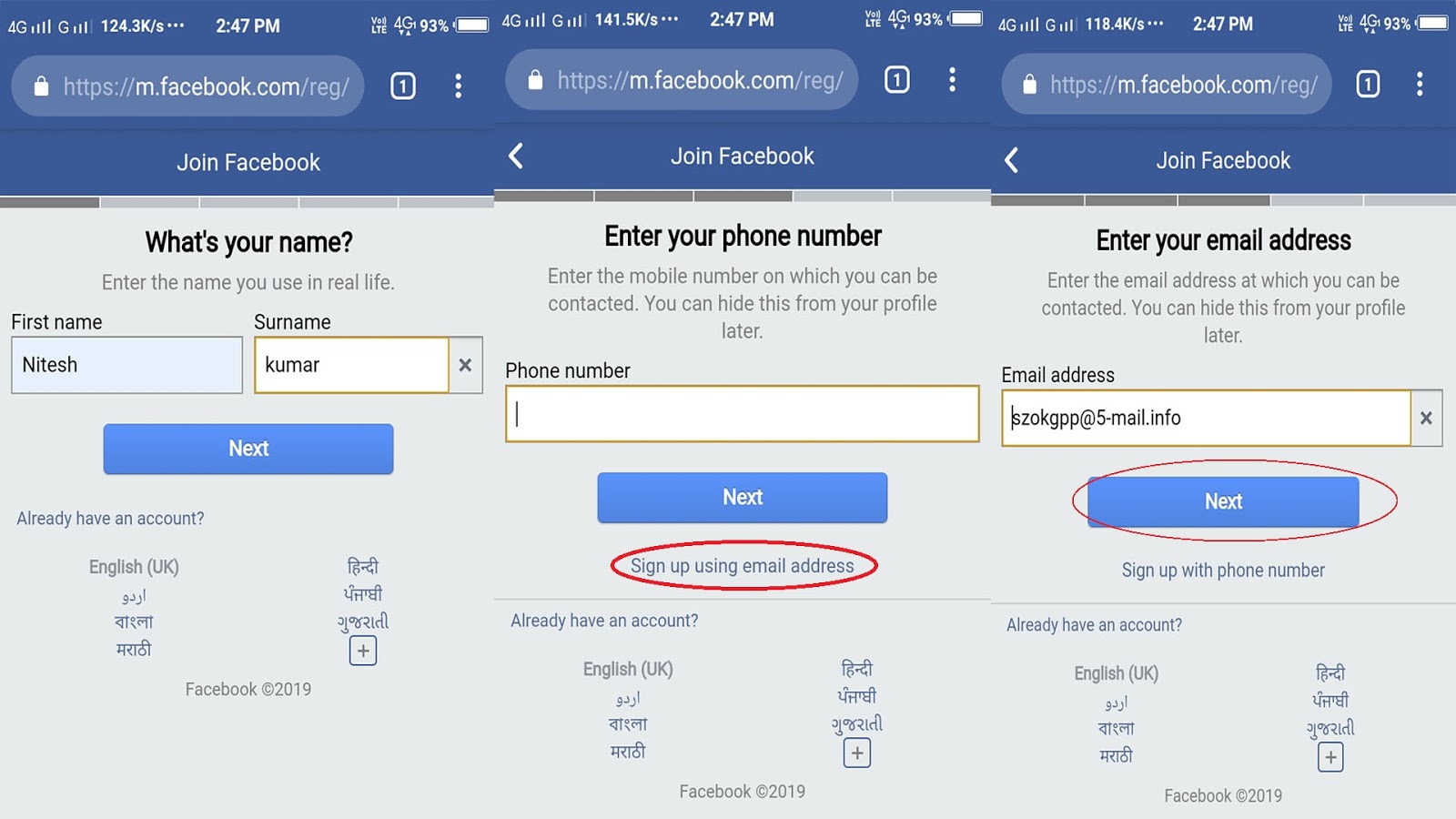 how to open facebook account with fake number