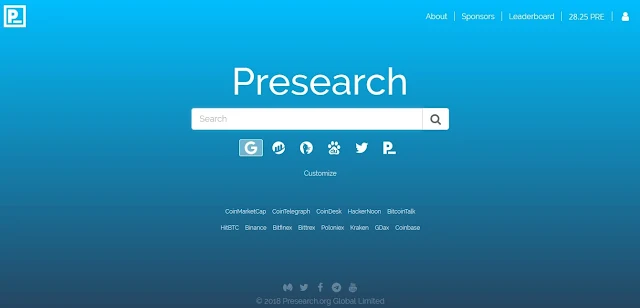 شرح تسجيل في Presearch وربح 100 دولار من عمليات البحث