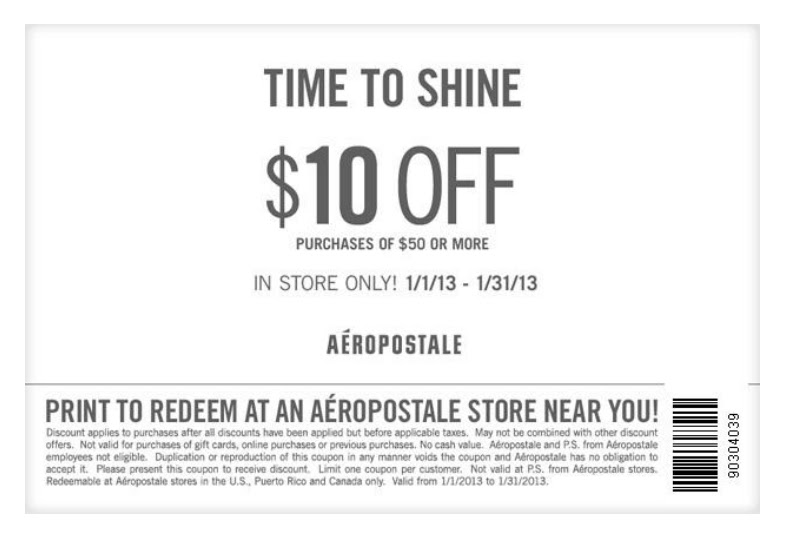 aeropostale 10 off 50 coupon