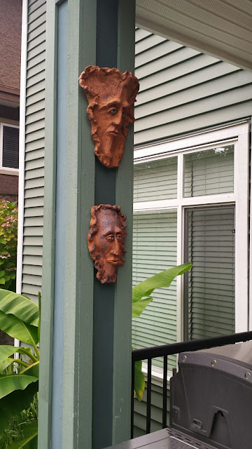 Bob Kingsmill inspired pottery green man masks by Lily L.