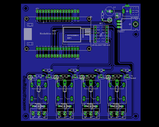 Rangkaian PCB NodeMCU dengan Relay, Skematik dan Board EAGLE