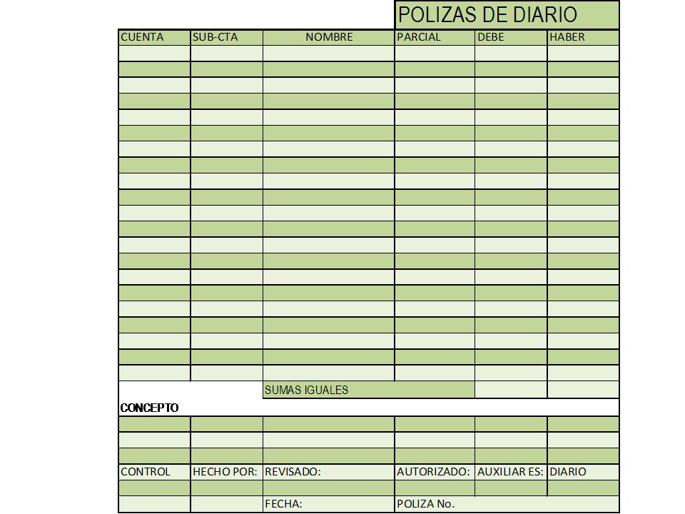 Evaluación del tercer parcial : Poliza de diario