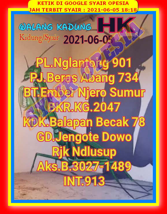 Syair Hk Hari Ini 2021 Opesia