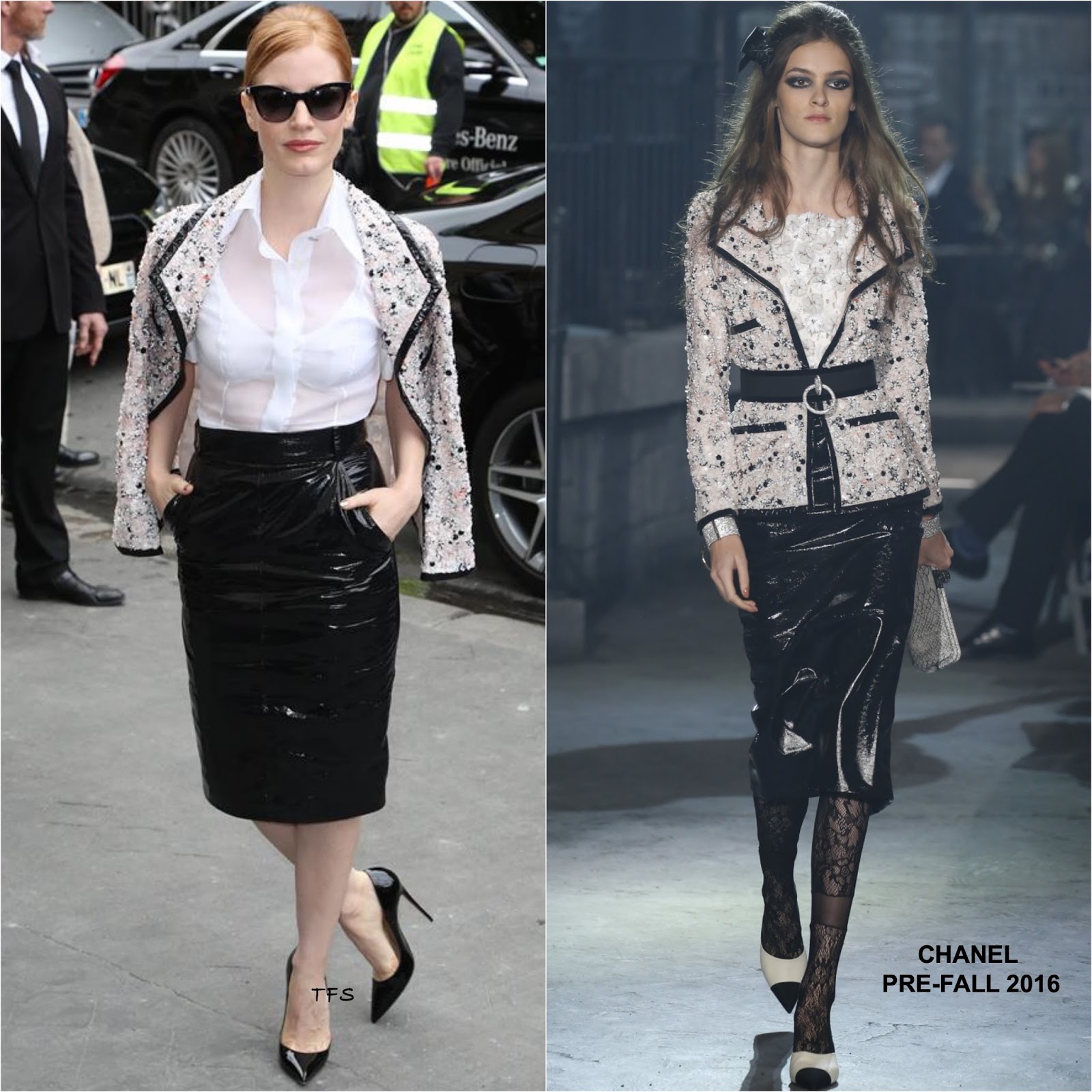 Jessica Chastain in Chanel at the Chanel F/W 2016/2017 Haute Couture Paris  Fashion Show