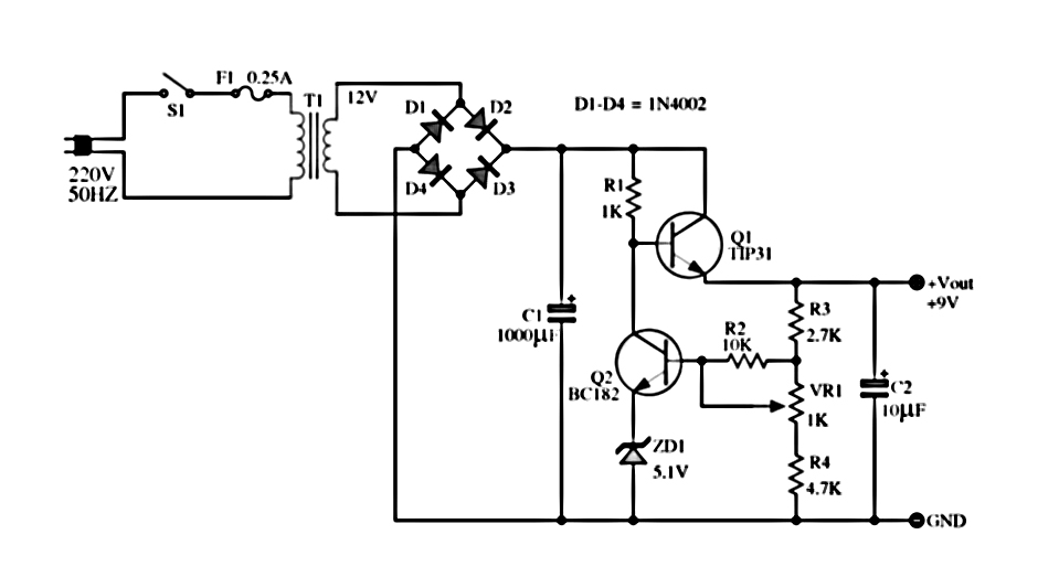 12 Volt Dc Regulated Power Supply Circuit Diagram