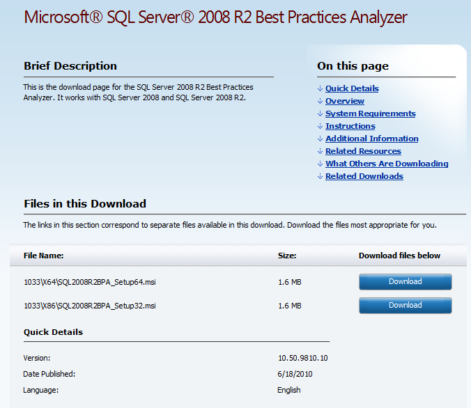 德瑞克:SQL Server 學習筆記 認識 SQL Server 2008 R2 Best Practices Analyzer (BPA) 工具