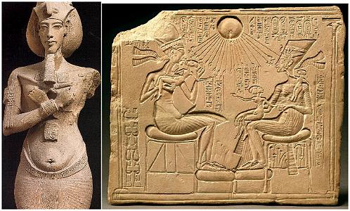Algunos investigadores sugieren que la estructura física del faraón Akenatón y el cambio radical en la religión que hizo, al imponer que se adore a un objeto con 'forma de disco' son signos de que una intervención extraterrestre estuvo presente.