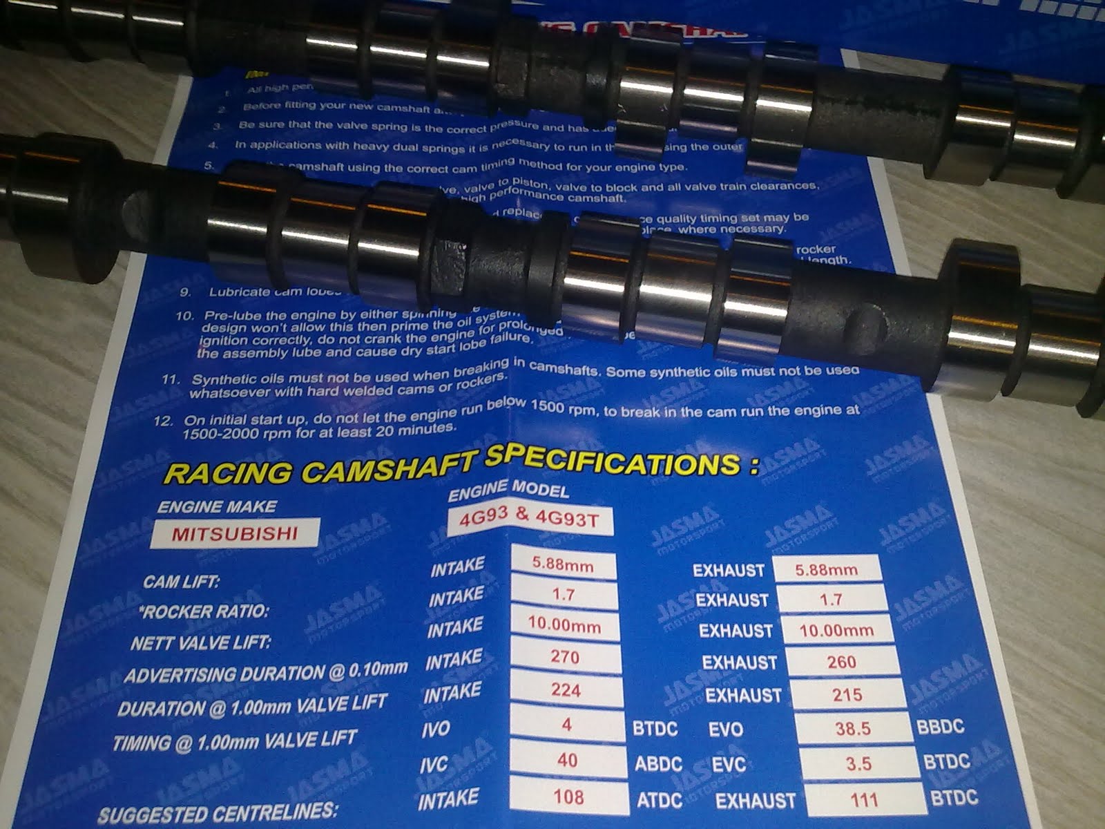 Where Everyone Can Buy! JASMA Performance Camshaft Proton 4G93 4G92