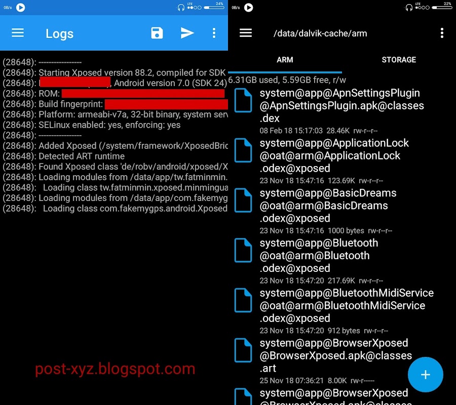 Logs xposed framework tanpa bootloop