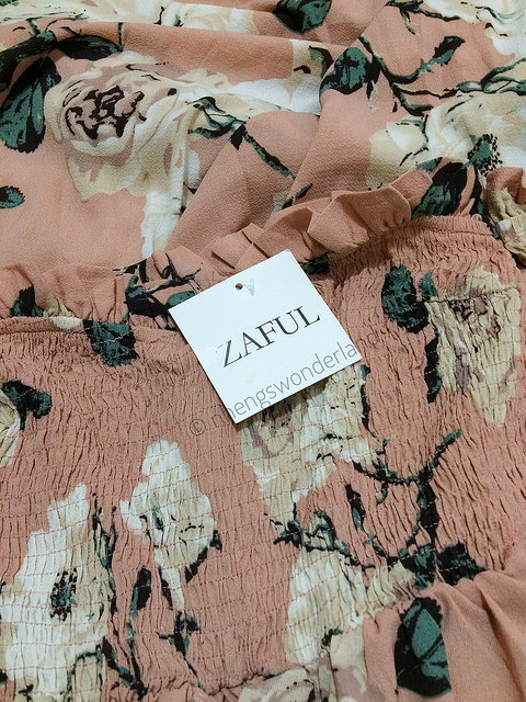 Off Shoulder Shirred Slit Floral Maxi Dress From Zaful.com