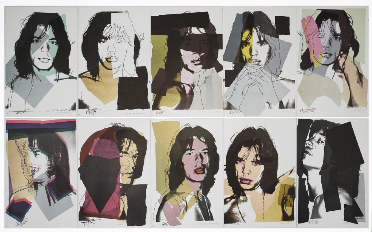 Mick Jagger, Postcard Suite, 1975 Collection of 10 postcard sized litho pri...
