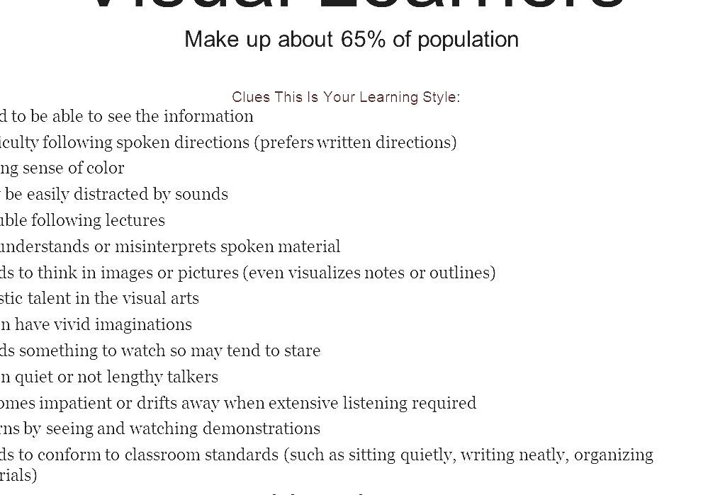 Visual Learning Visual Learning Style Definition