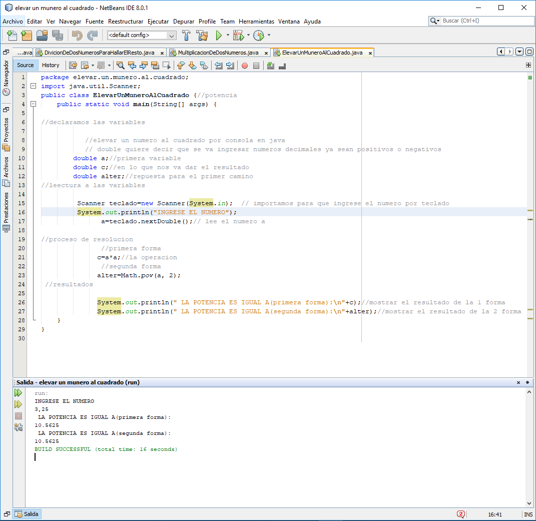 Elevar Al Cuadrado En Java - Cios