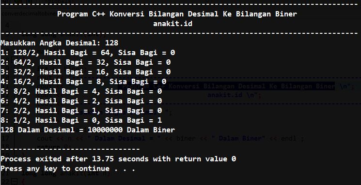 Konversi Desimal Ke Biner Di Program C Anak It