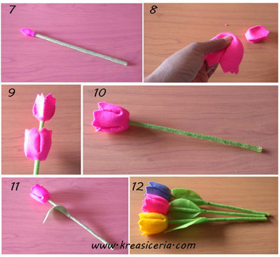 Tutorial Cara Membuat Bunga Tulip Dari Kain Flanel