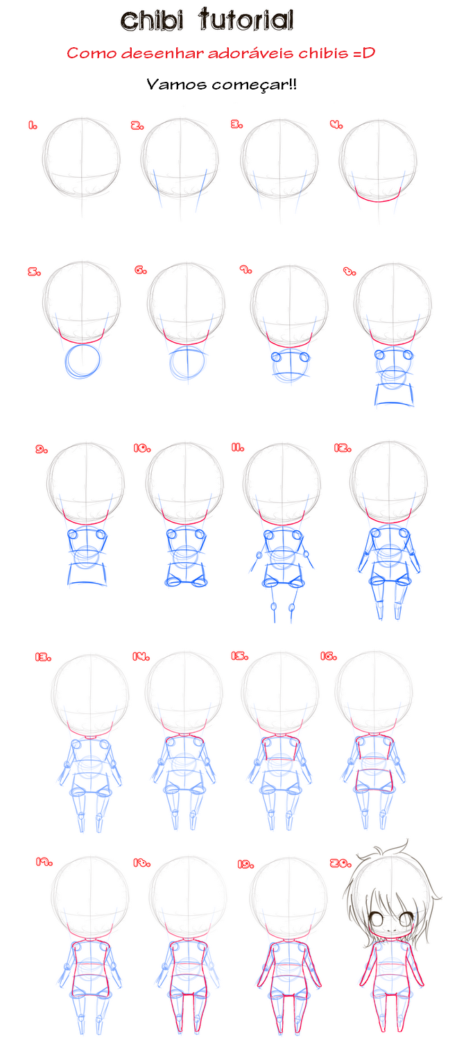 Iniciantes】Como desenhar o rosto de um personagem chibi【dicas de olhos e  cabelos também】