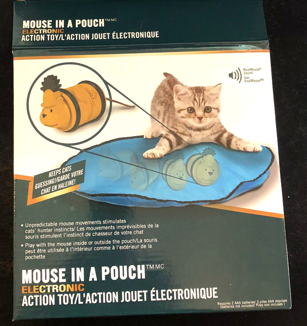 mouse in a pouch cat toy