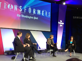 Neil Harbisson, a Cyborg, with John Werner and Shelia Nirenberg on a panel about neuroscience moderated by Lois Romano. #posttransformers