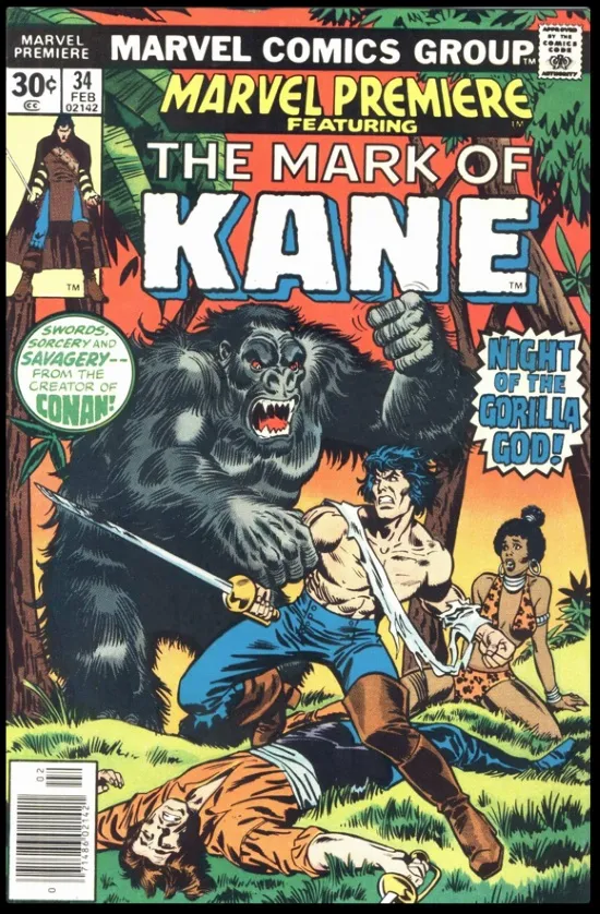 Portada de Marvel Premiere Featuring: Mark of Kane #34, obra de John Buscema y Howard Chaykin