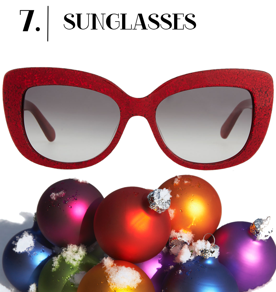kate spade new york ursula glitter cat-eye sunglasses, red