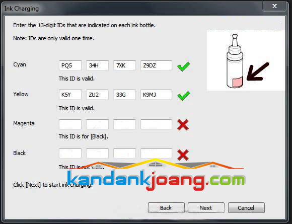 serial number tinta epson l800