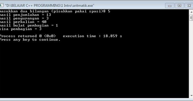 Contoh Program Aritmatika C++ - PEMOGRAMAN C, C++ DAN JAVA