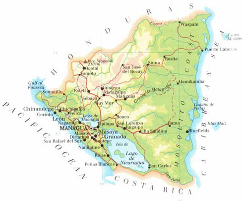 Nicarágua | Mapas Geográficos da Nicarágua