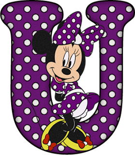 Abecedario de Minnie en Morado con Lunares Blancos. Minnie Alphabet in Purple with White Polka Dots.