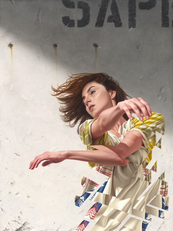 As incríveis pinturas e murais foto-realistas com mulheres e glitches de James Bullough James Bullough arte pinturas murais mulheres glitches foto realistas beleza