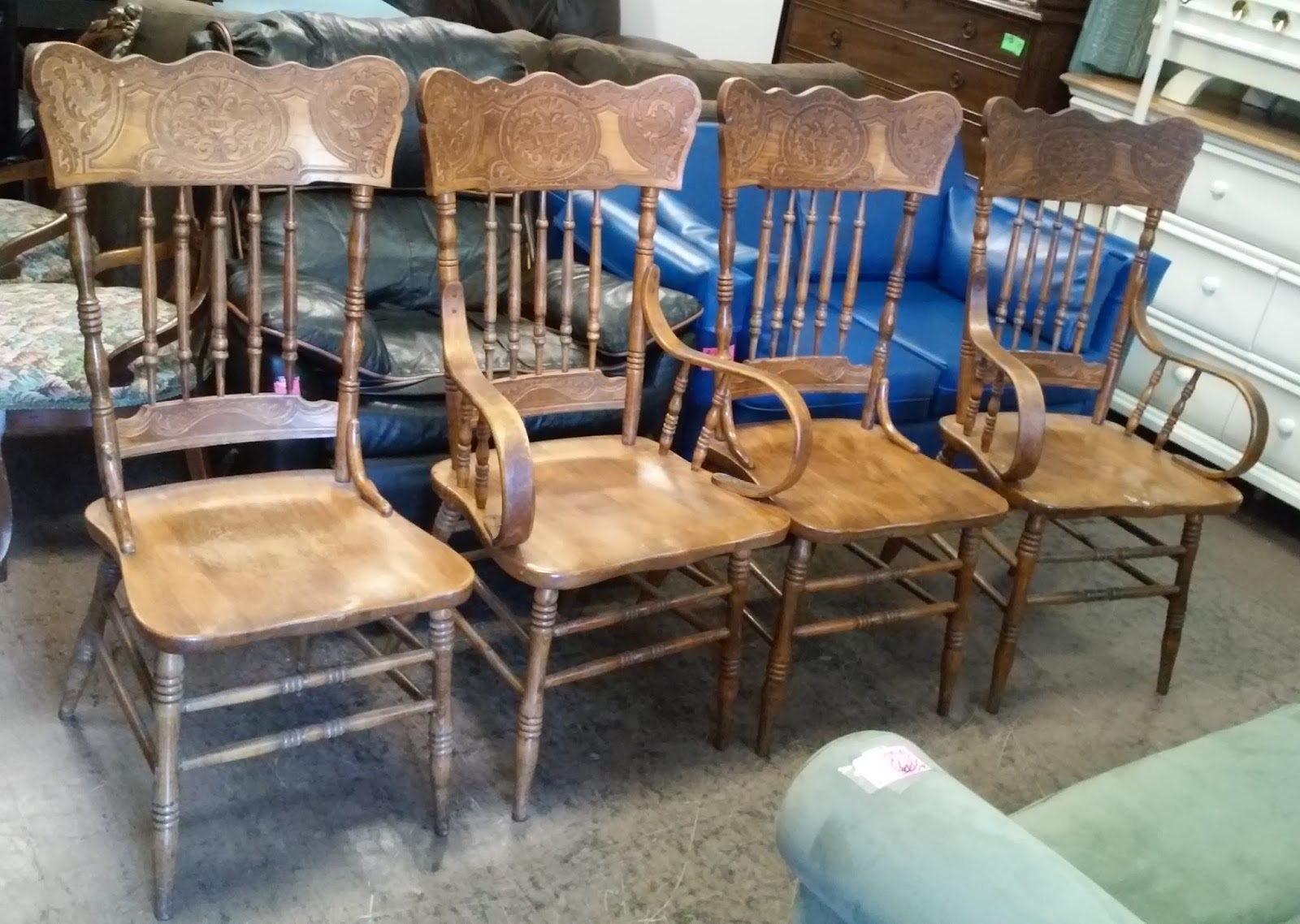 pressed back dining room chairs