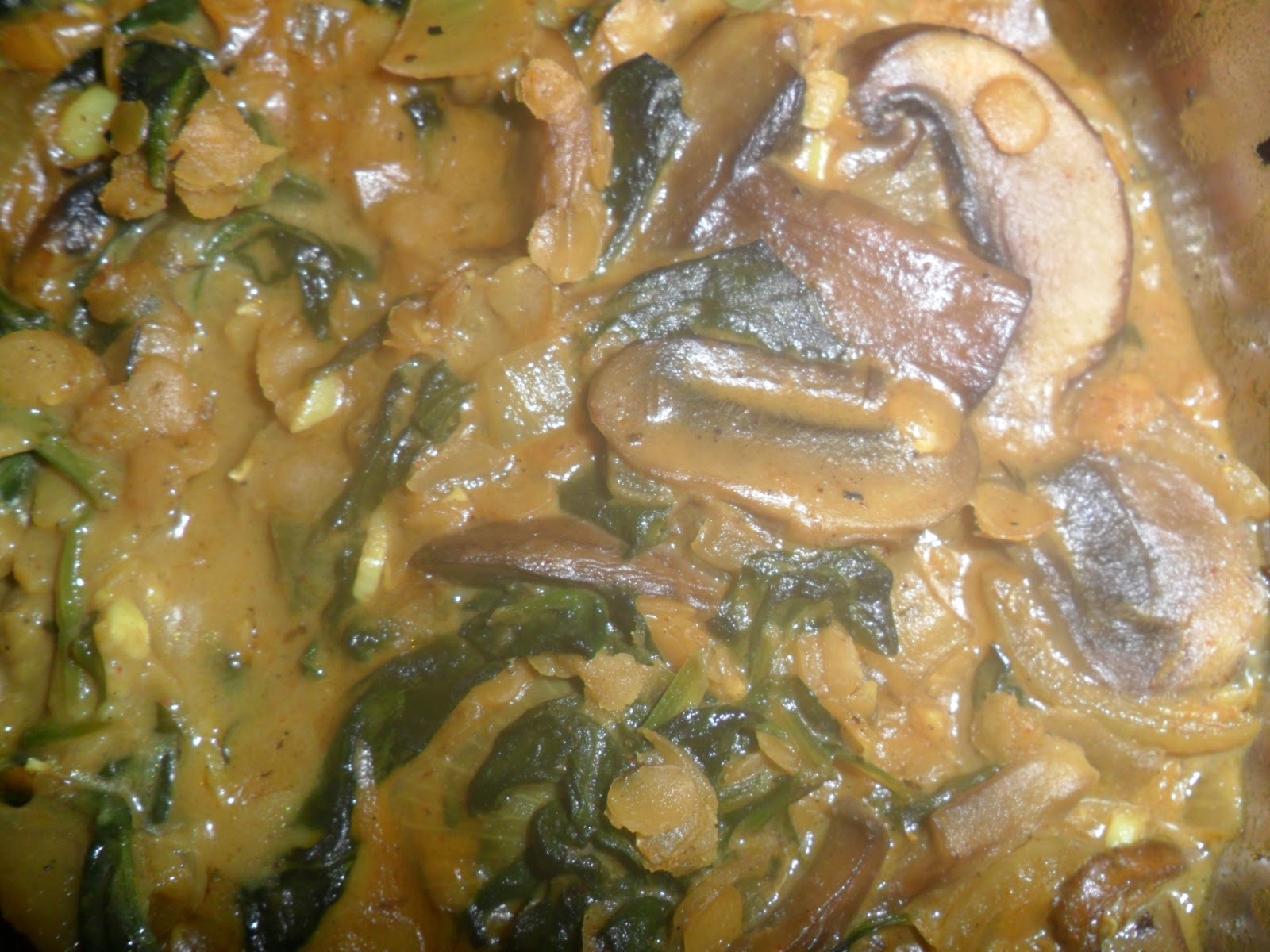 The Fattest Vegan Ever Creamy mushroom and spinach dal curry... and