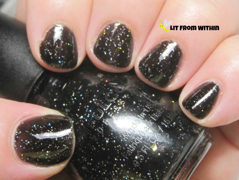 cool black with holo glitter - Sinful Colors Starry Night