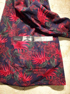 Engineered Garments Reversible Coat in Dk.Navy CL Coated Canvas with Dk.Navy/Red Wool Floral Jacquard Combo