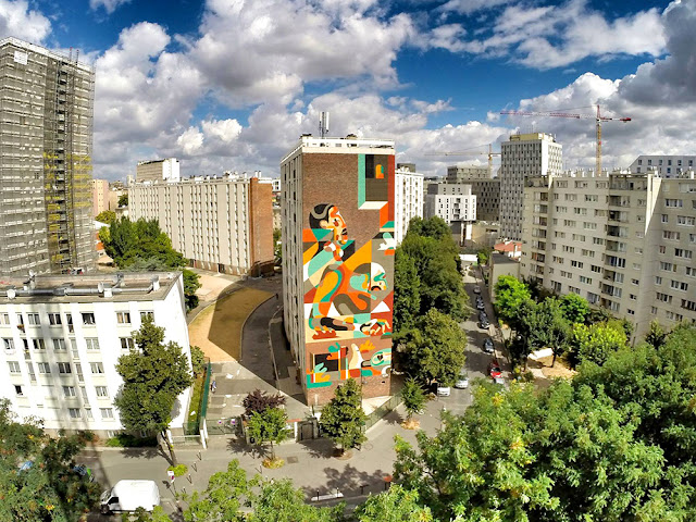 While you discovered some progress shots a few days ago, REKA has now wrapped up his gigantic mural on the streets of Paris in France.