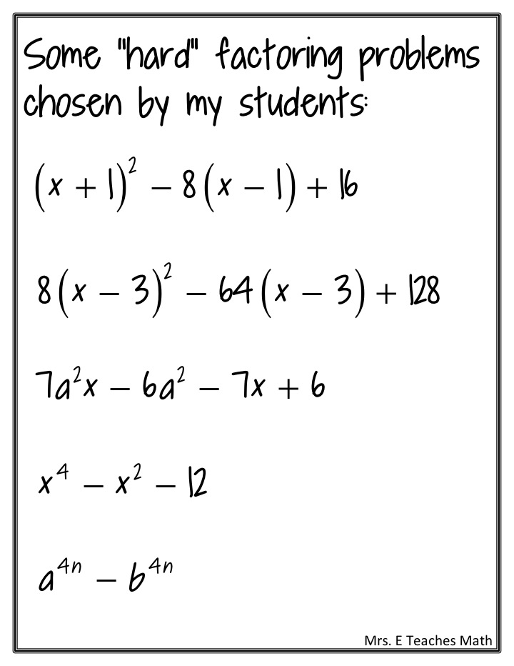 factoring practice mrs e teaches math