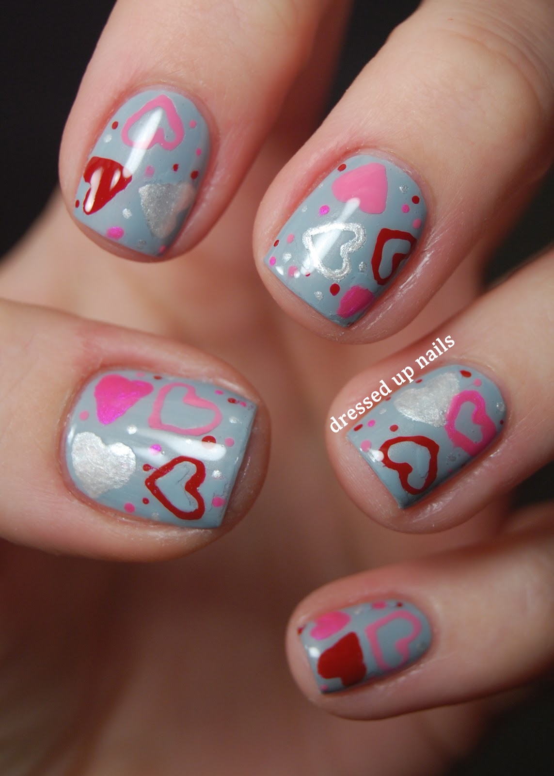 Dressed Up Nails Early Valentine's Day heart nail art with Nail Candy pens