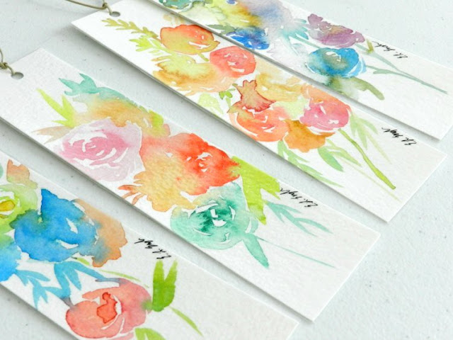 Watercolor Flower Bookmarks