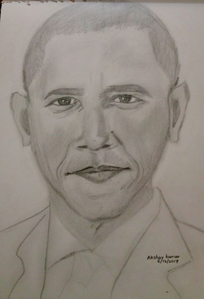 Akshay Kumar Barack Obama Drawing By Akshay Kumar