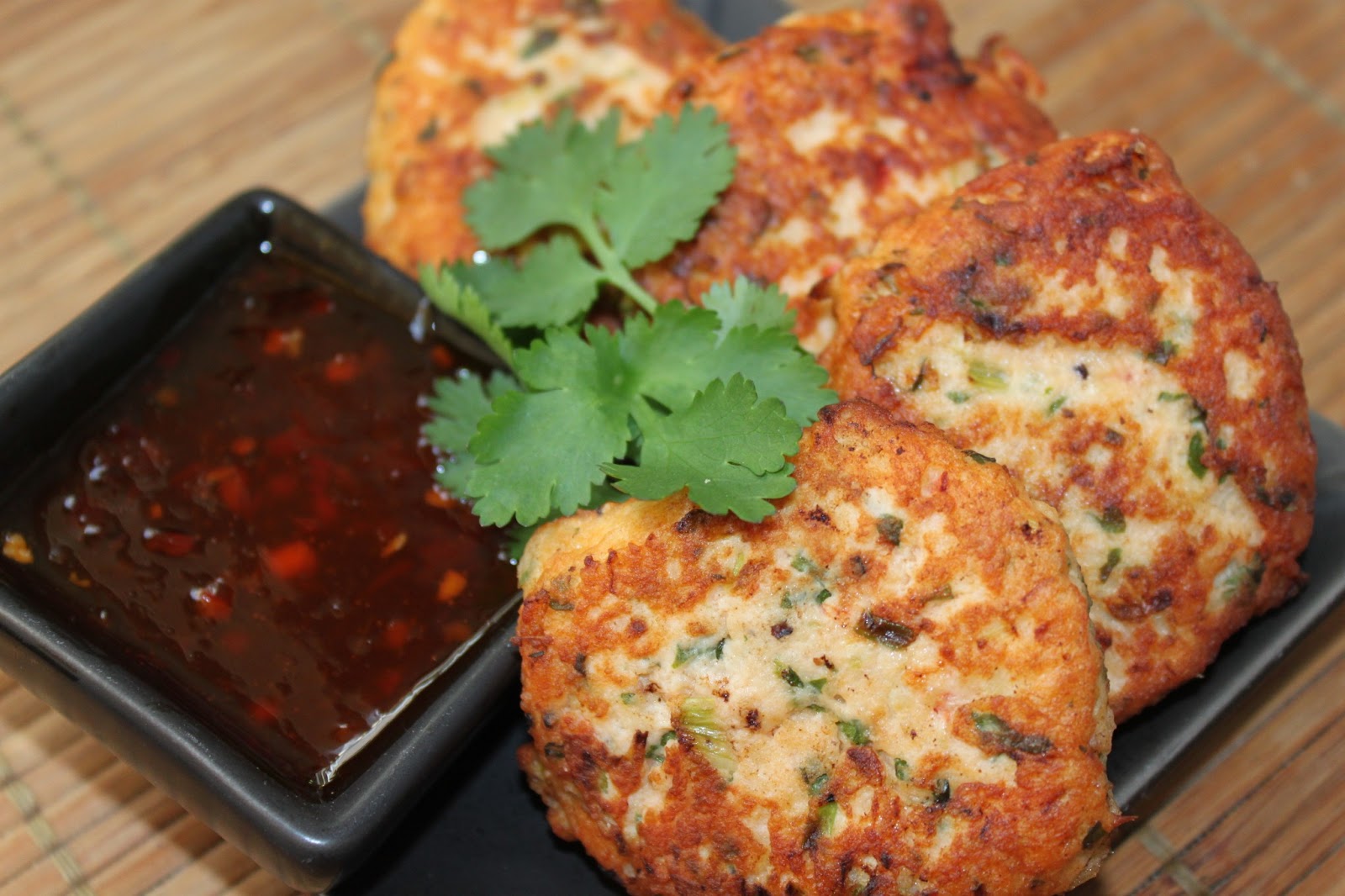 My Epicurean Delights Thai Salmon Fish Cakes with sweet chilli sauce