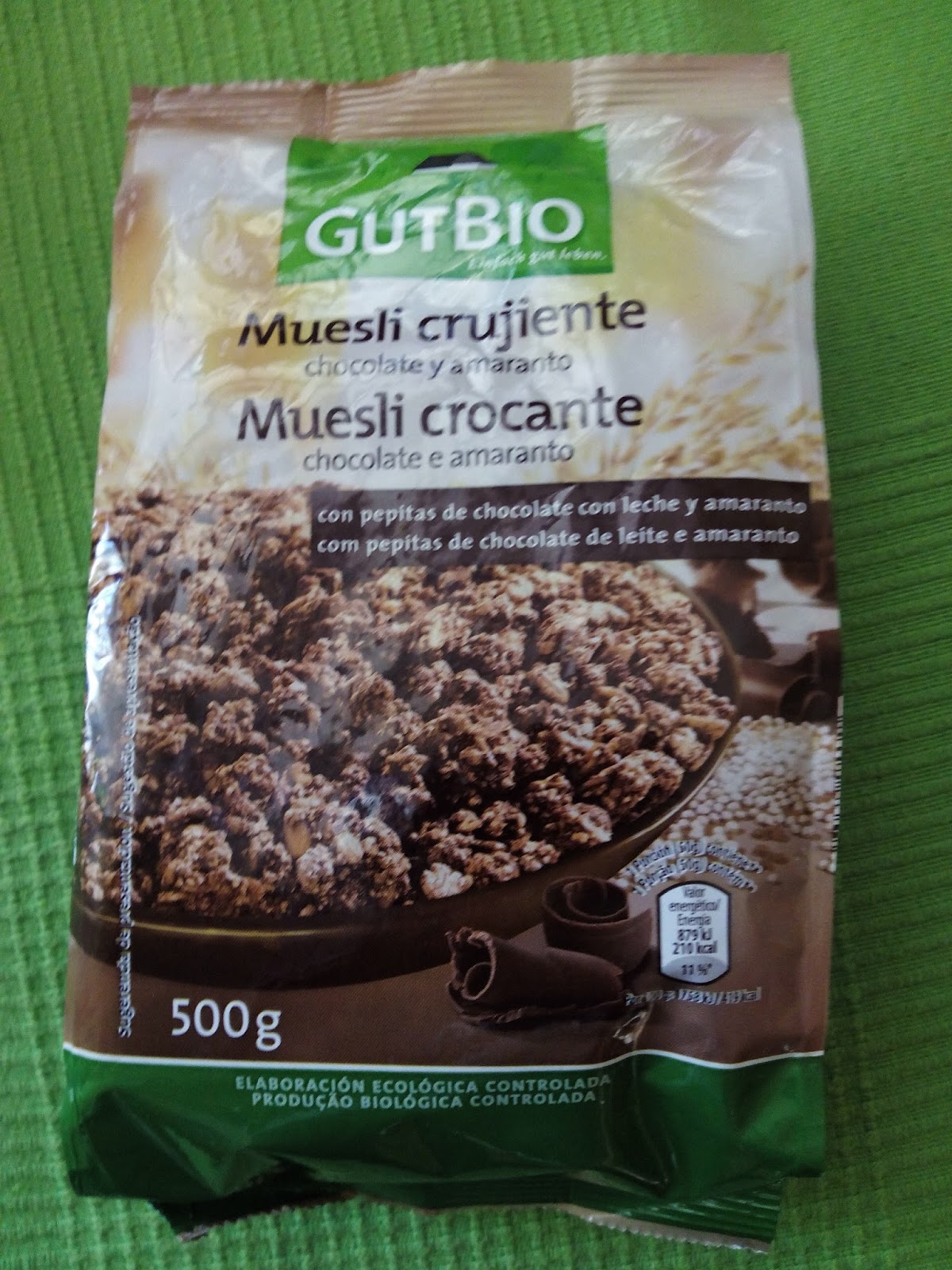 Alternativas al aceite de palma Muesli crujiente. Marca Gutbio.