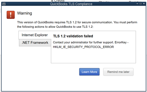 QuickBooks TLS error